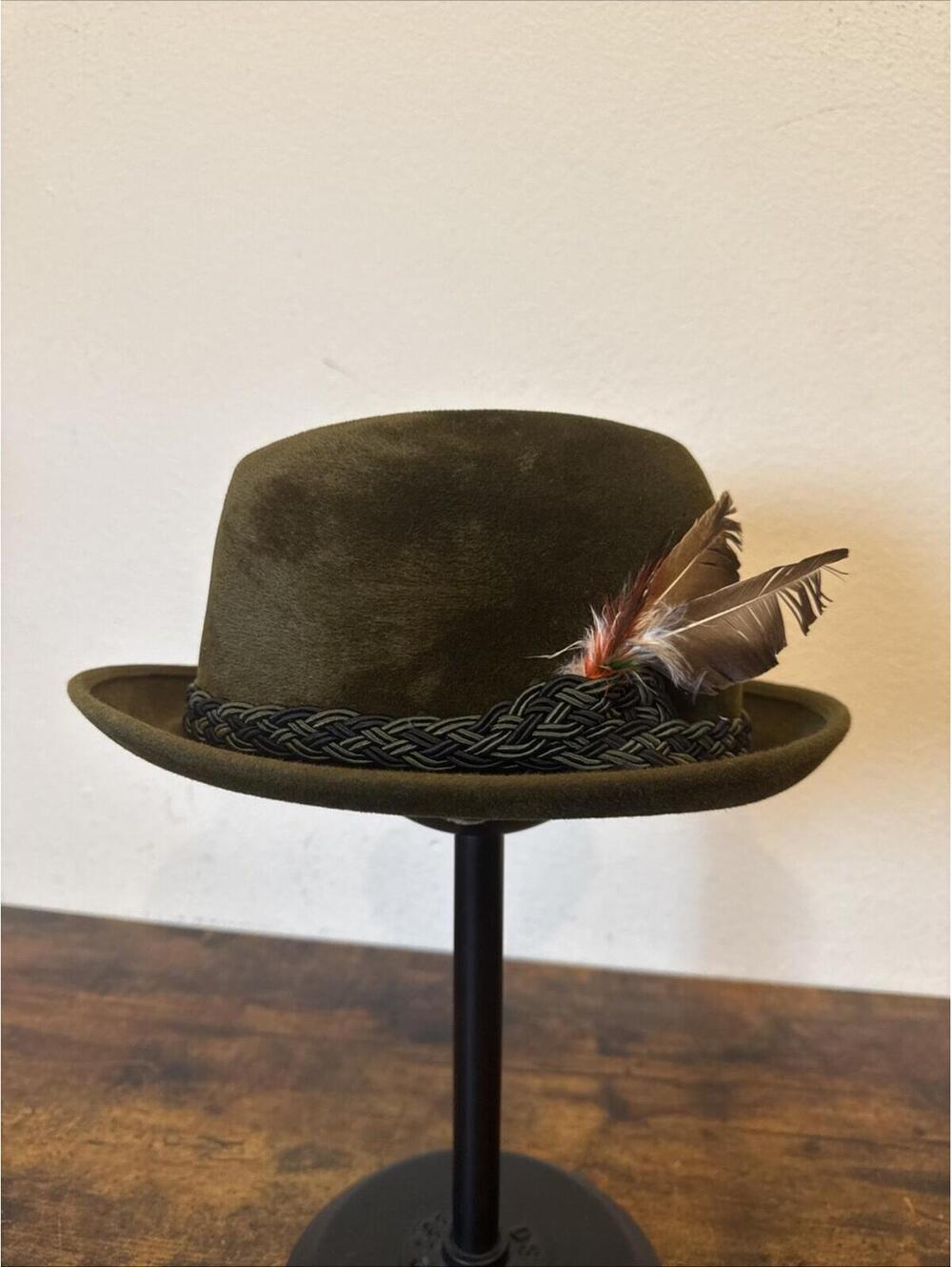 Vintage Hopkins Baltimore Fur Felt Fedora — Green — NATES Band Stamp  Size 7 1/2